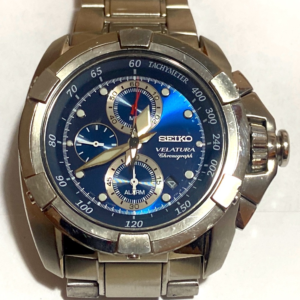 SEIKO LUXE VELATURA ALARM CHRONOGRAPH BLUE DIAL